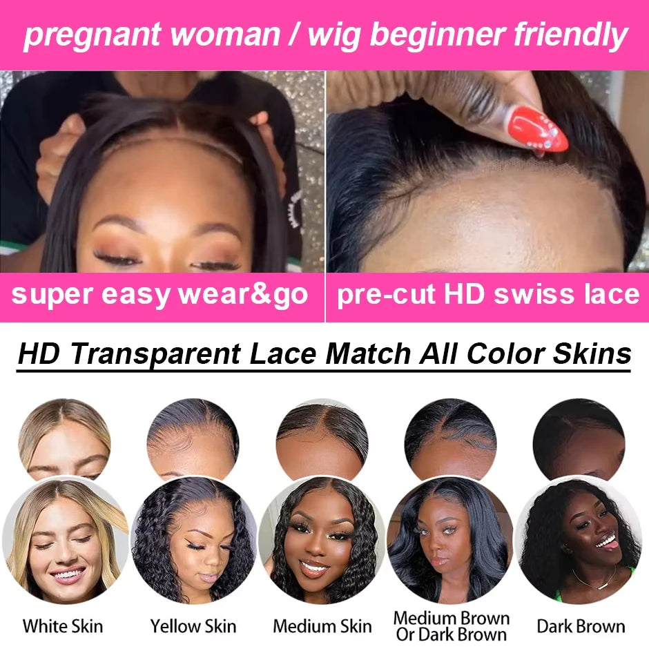 200 Density 5x5 Glueless Wig Human Hair Wig Ready To Wear HD Lace Wig Deep Wave Human Hair Wigs Glueless Wig for Women 4x4