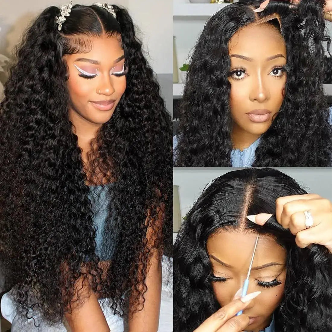 200 Density 5x5 Glueless Wig Human Hair Wig Ready To Wear HD Lace Wig Deep Wave Human Hair Wigs Glueless Wig for Women 4x4