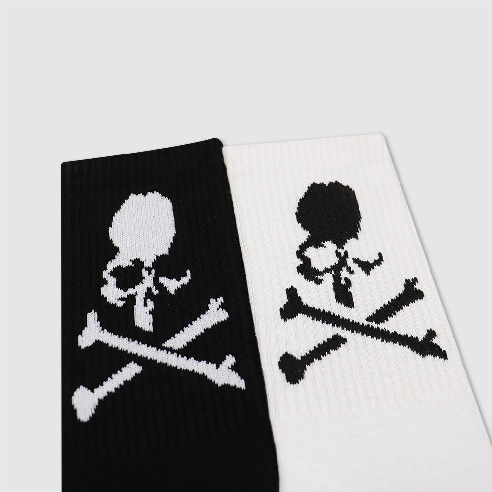 Fashion Black And White Skull Socks