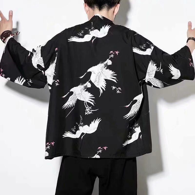 Trendy Loose Chinese Style Three-quarter Sleeve Cardigan Robe