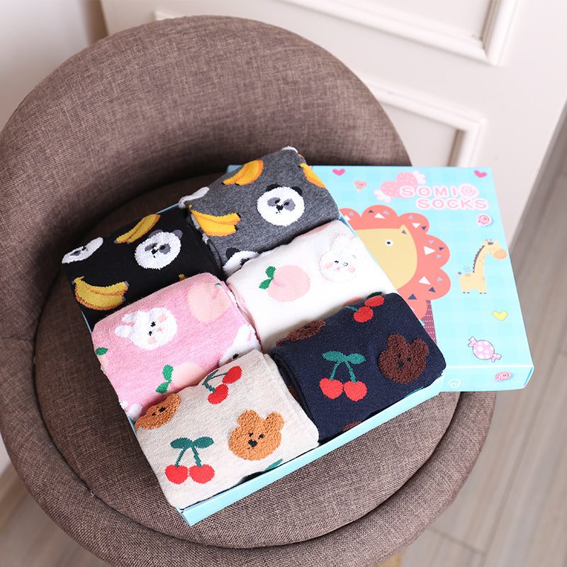 Cute Cartoon Three-dimensional Pure Cotton Mid Tube Christmas Couple Socks