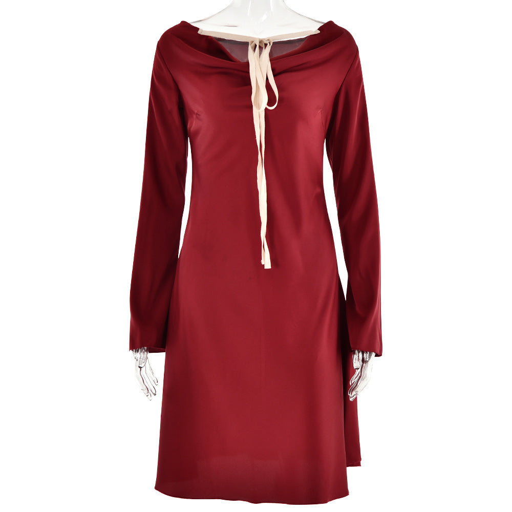 Round Neck Tied Long Sleeves Dress