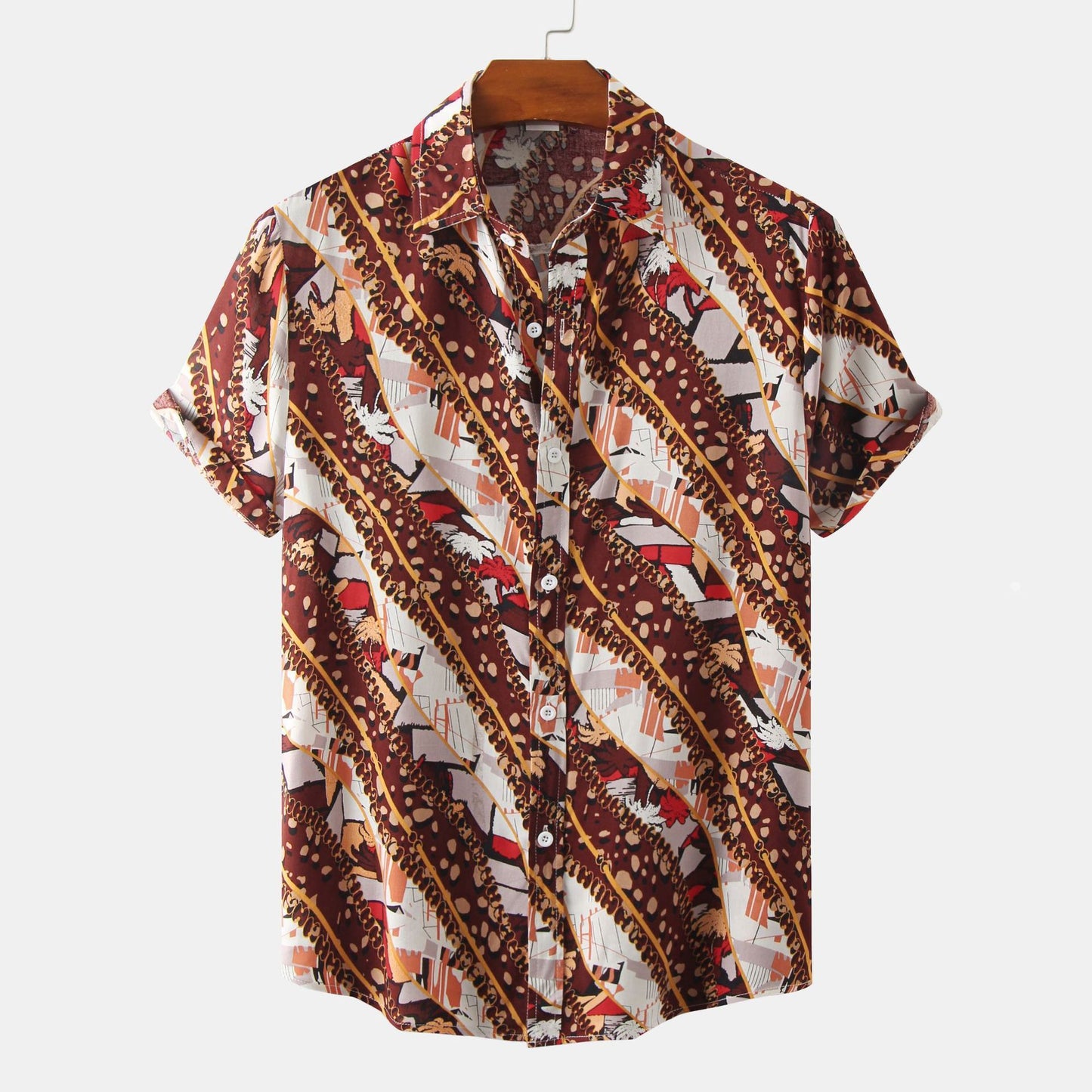 Men's Floral Short Sleeve Shirts Thin And Loose