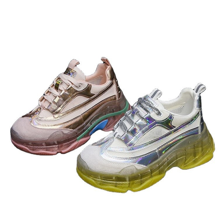 Laser daddy shoes women new colorful crystal