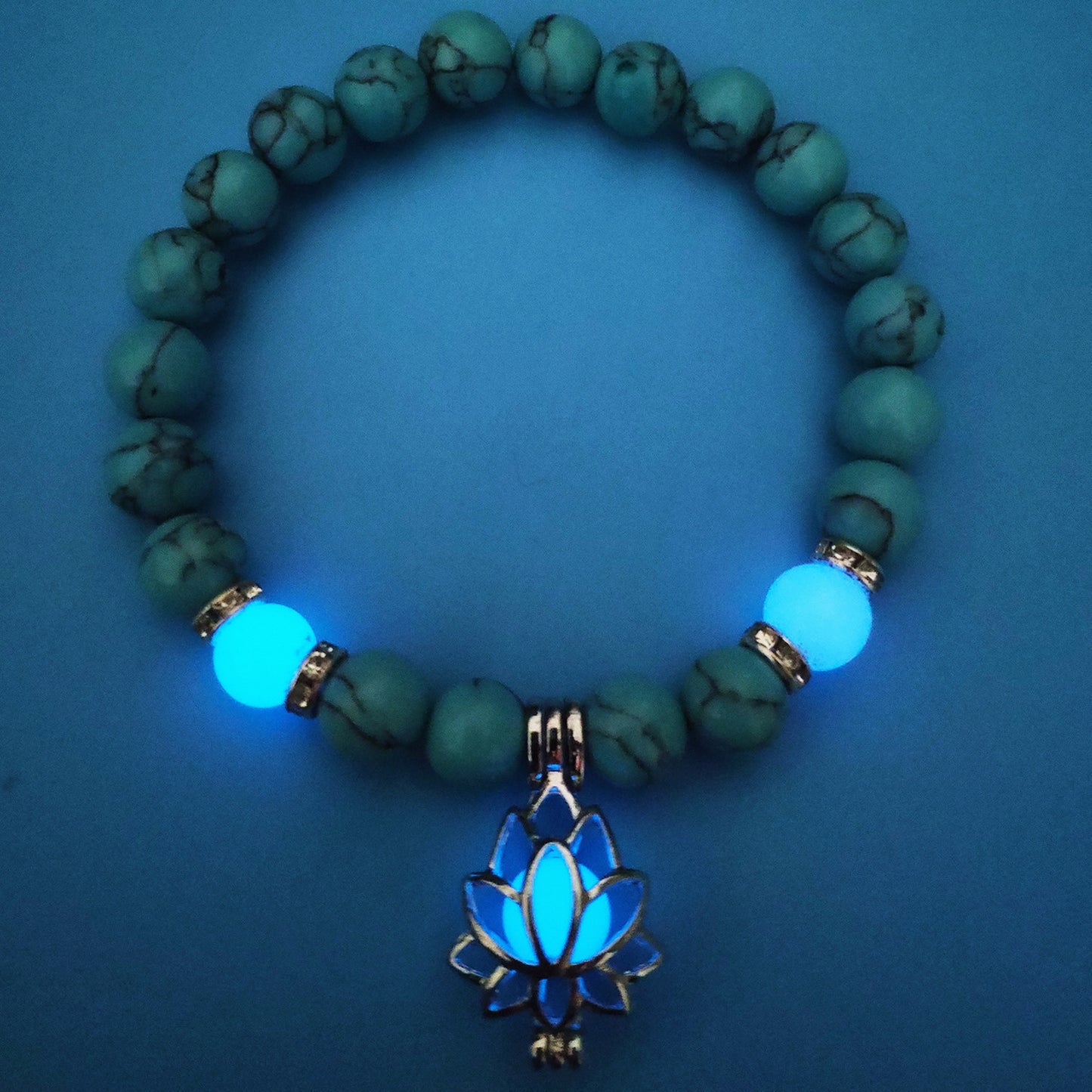 Energy Luminous Lotus Natural Stone Bracelet Yoga Healing Luminous Glow In The Dark Charm Beads Bracelet For Men Women Prayer Buddhism