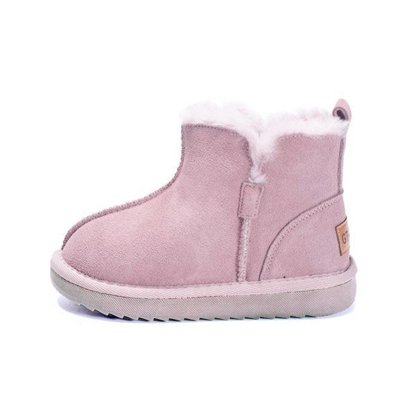 New Winter Children Snow Boots Genuine Leather Wool Girls Boots Plush Boy Warm Shoes Fashion Kids Boots Baby Toddler Shoes