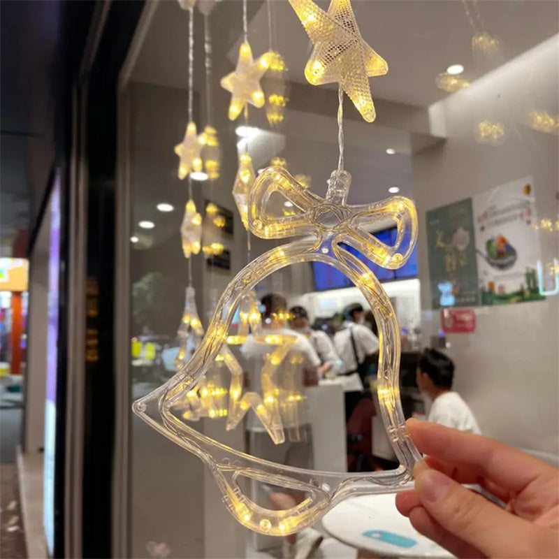 Christmas 3pcs LED Light Star Xmas Tree Hanging Sucker Lamp Window Ornaments Decoration For Home Xmas Navidad New Year Decor Christmas Decorations