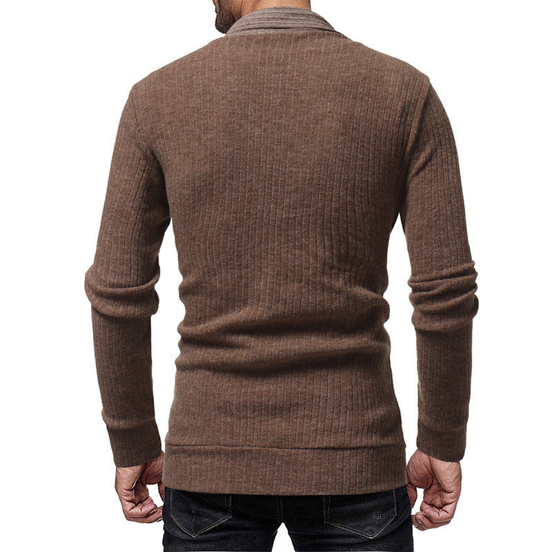 European and American Men's Cardigan Knit Sweater Long-sleeved