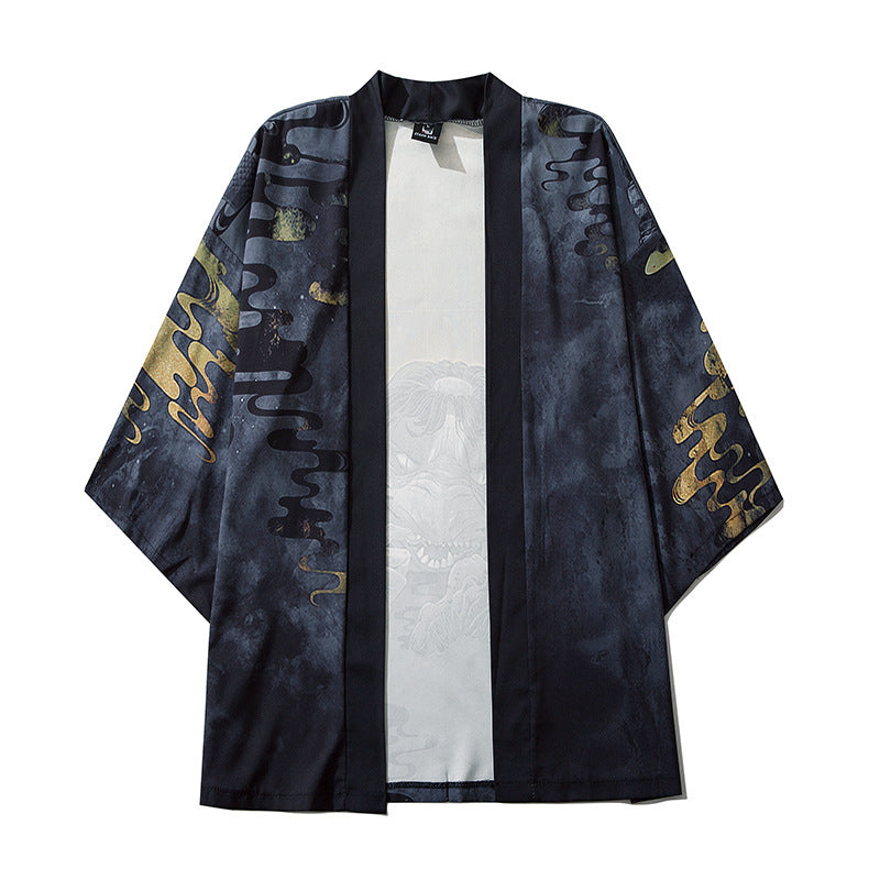 Japanese Dark Style Demon Kimono Antique Cardigan Cloak Robe Male And Chinese Elements Bf Vintage Sun Protection Jacket