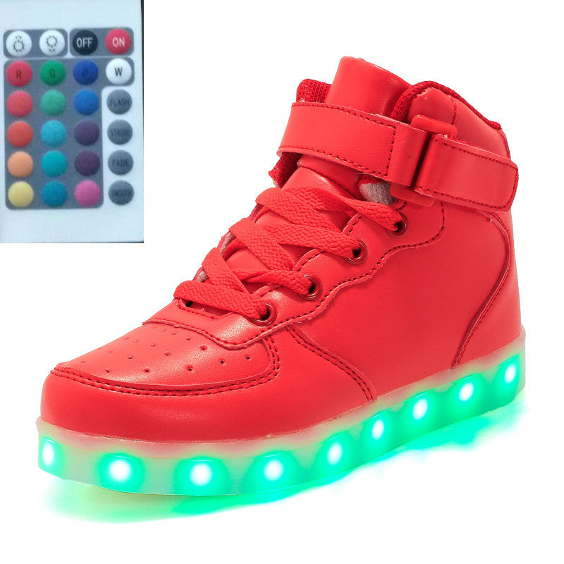 High-top LED Luminous Shoes Remote Control Light Shoes Square Ghost Dance Light Shoes Luminous Running Shoes Men And Women Shoes