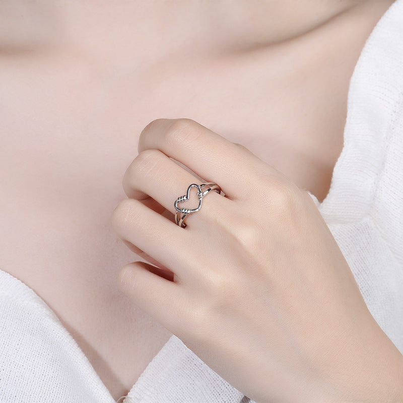 Love Ring Heart-Shaped Opening Sweet Hand Jewelry