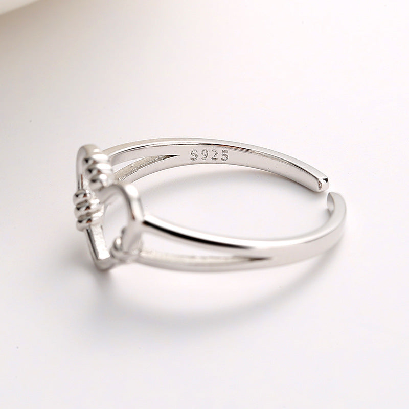 Love Ring Heart-Shaped Opening Sweet Hand Jewelry