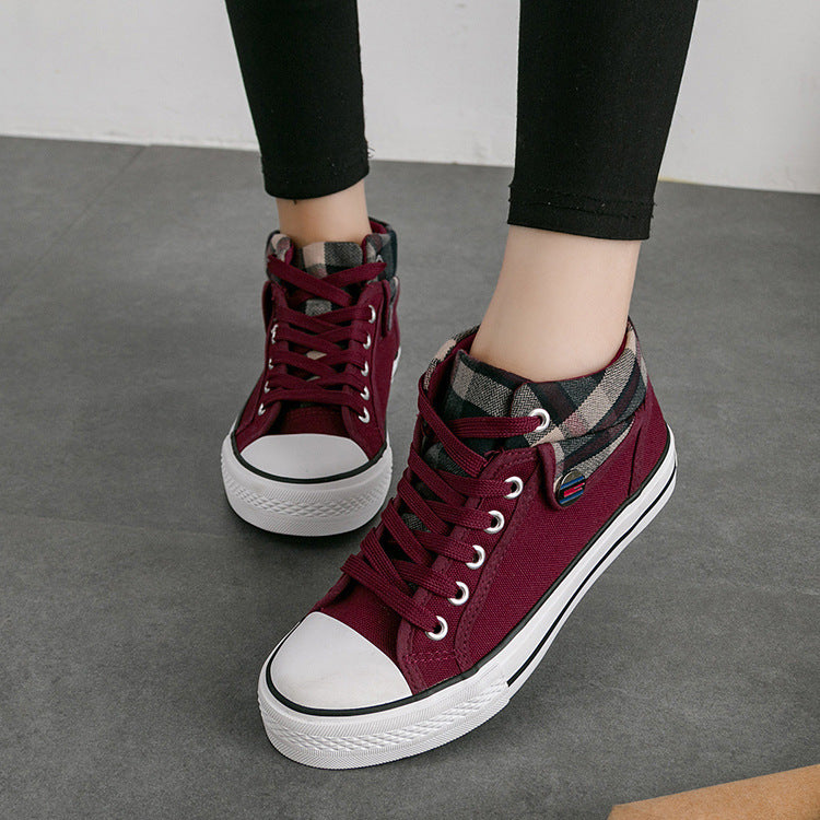 Flat mid-to-high women canvas shoes