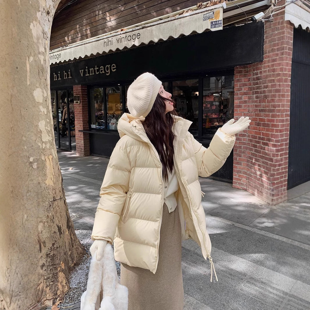 Women's Cotton-padded Clothes Winter Mid-length 90 White Duck Down Korean Style Sense Of Design Small Thick Warm Jacket