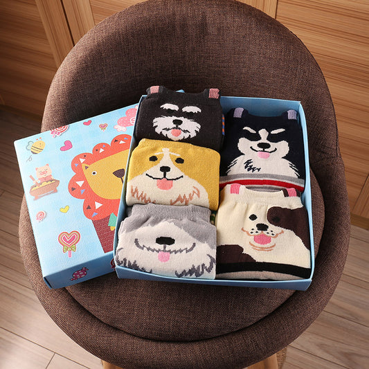 Cute Cartoon Three-dimensional Pure Cotton Mid Tube Christmas Couple Socks