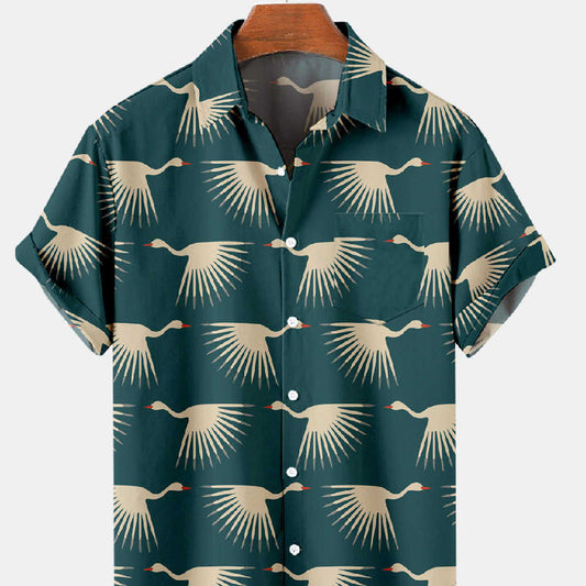 Element 3D Digital Printing Trend Loose Short-sleeved Shirt