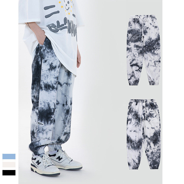 Tie-dye Ink Loose-fitting National Trend Casual Pants