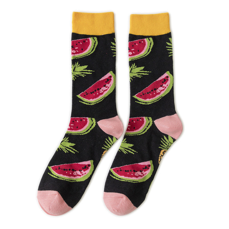 Cotton Sock Fruit Pattern Mid-calf Women