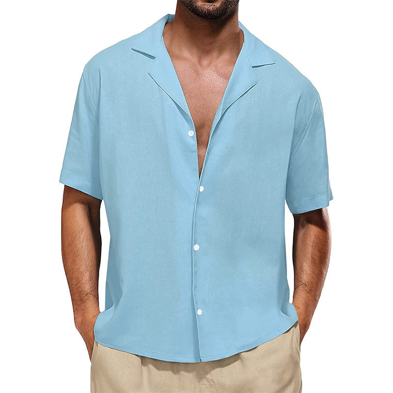 Men's Casual Lapel Loose Short Sleeves