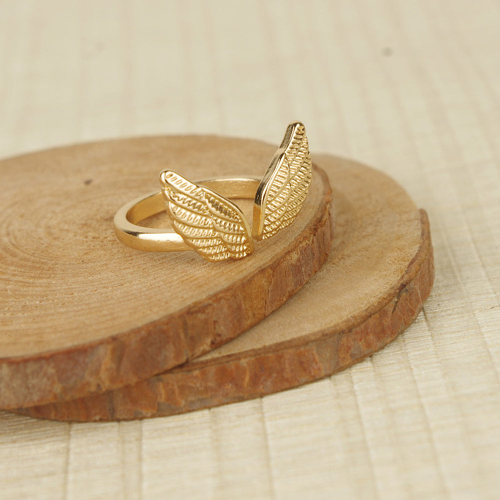 Punk angel wings alloy ring