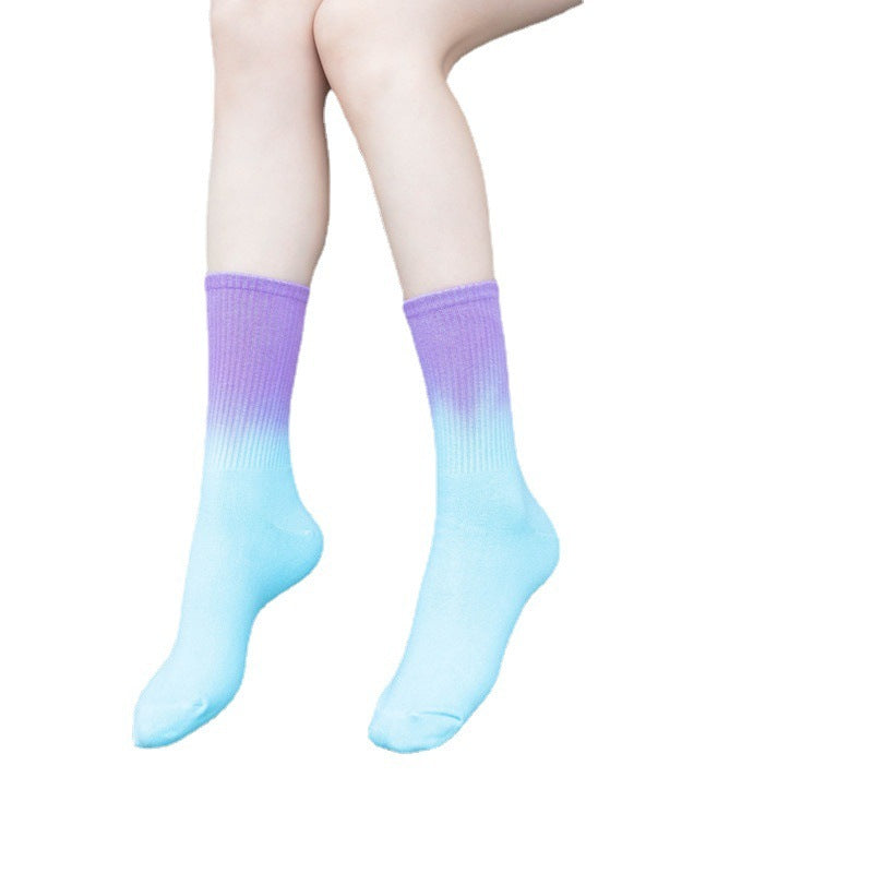 Gradient Color Tube Socks Tie-dye For Men And Women