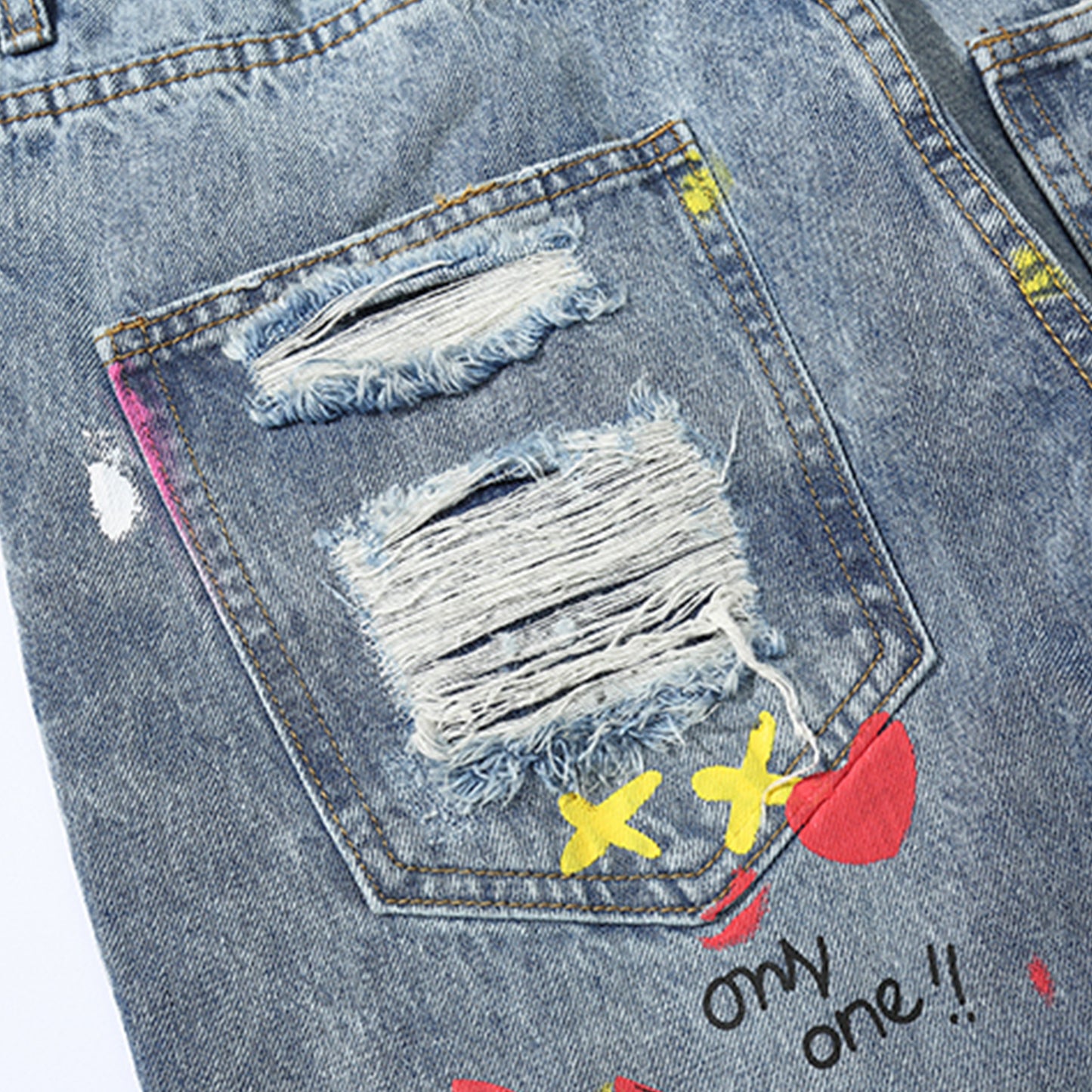 Graffiti ripped jeans