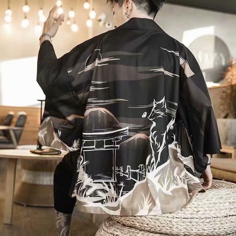 Trendy Loose Chinese Style Three-quarter Sleeve Cardigan Robe