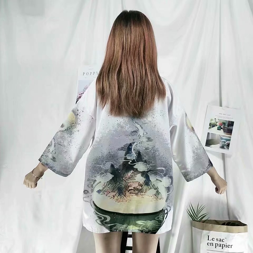 Trendy Loose Chinese Style Three-quarter Sleeve Cardigan Robe