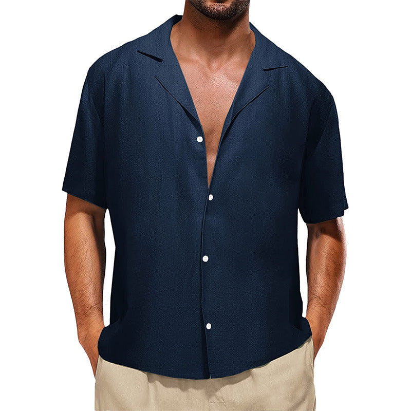 Men's Casual Lapel Loose Short Sleeves