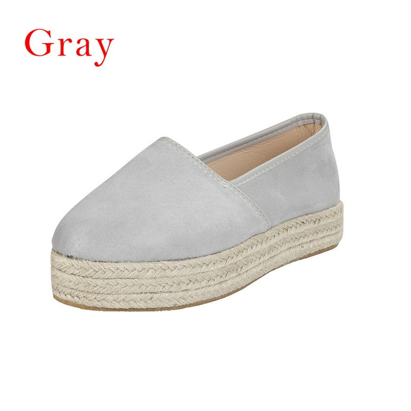 Women hemp platform shoes laofers girl slip