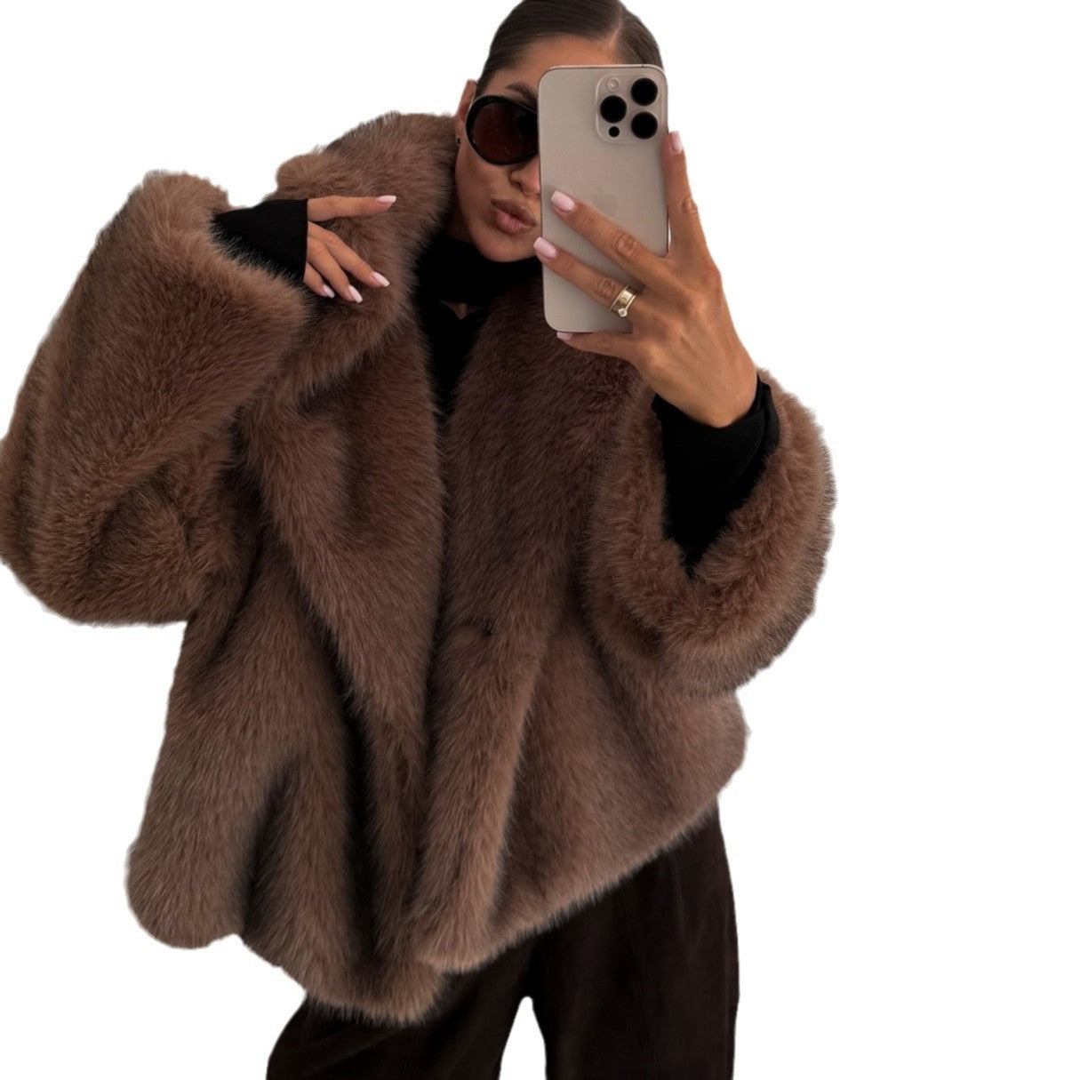 Solid Color Plush Coat Fur Women's Clothing