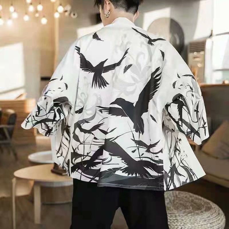 Trendy Loose Chinese Style Three-quarter Sleeve Cardigan Robe