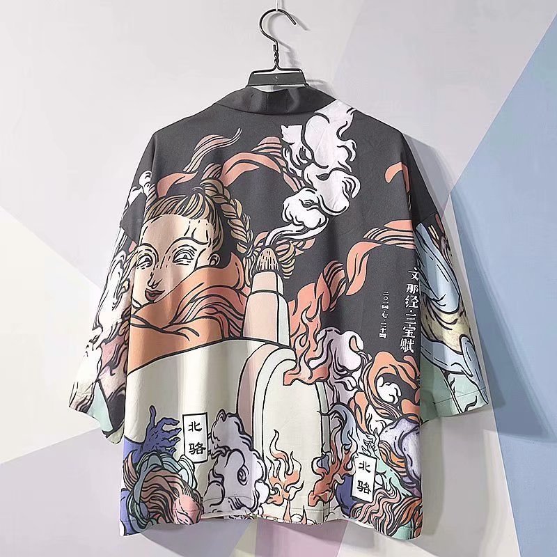 Trendy Loose Chinese Style Three-quarter Sleeve Cardigan Robe