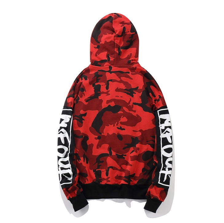 Men's Tide brand new patch hooded autumn camouflage loose sweater high street men's wild hip hop hood sweater