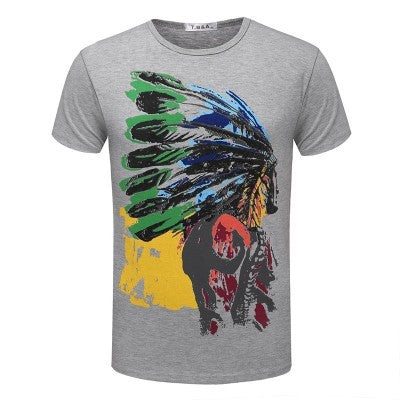 Men's printed short-sleeve T-shirt with round neck