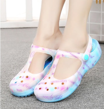 New sandals women's shoes Summer hole shoes women Printed sandals jelly beach shoes new sandals women's shoes Summer hole shoes women Printed sandals jelly beach shoes