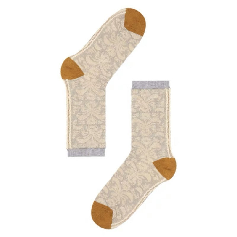 Printed Roll Grass Pattern Mid-calf Socks