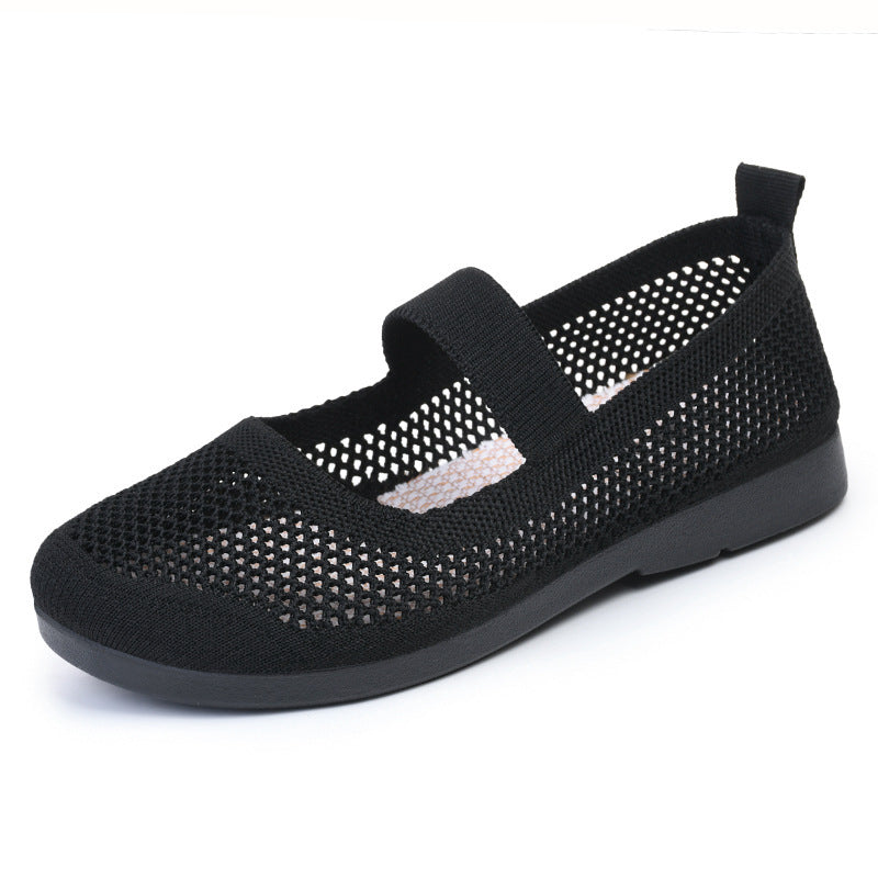 Casual Shoes For Women Flying Woven Women's Shoes Breathable Women Hollow Out Soft Bottom Mom Shoes