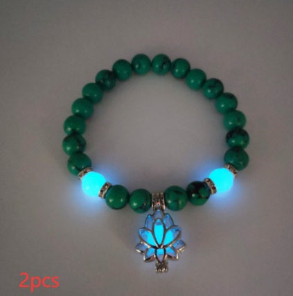 Energy Luminous Lotus Natural Stone Bracelet Yoga Healing Luminous Glow In The Dark Charm Beads Bracelet For Men Women Prayer Buddhism