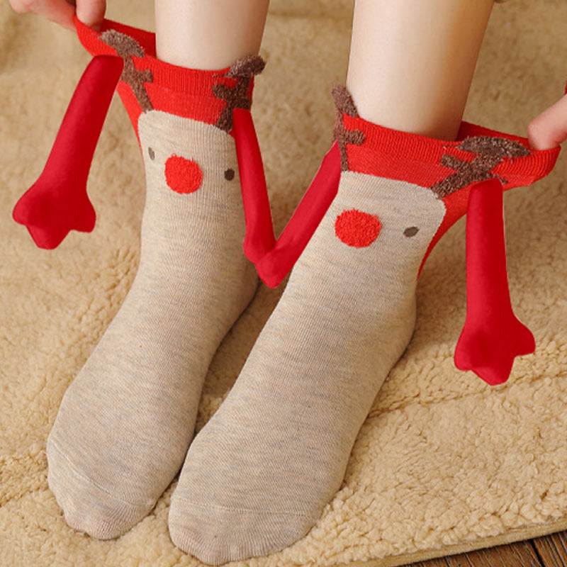 Christmas Stockings Autumn Winter Cotton Magnet Lodestone Hand Tube Socks