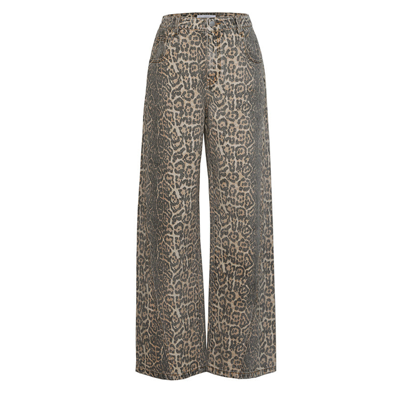 Vintage Leopard Print Jeans For Men And Women Hip Hop Trend