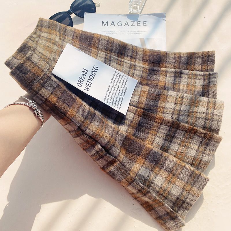 Plaid Pleated Skirt For Women, Autumn And Winter A-line