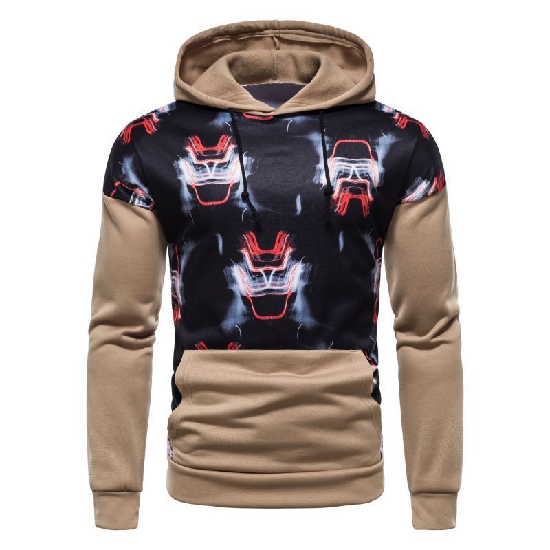 Men's Ouma Print Hedging Youth Casual Hooded Sweater Jacket