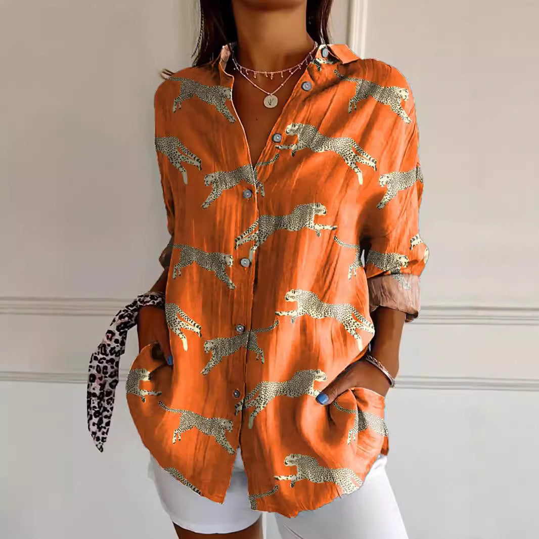 New Women's Summer Long-sleeve Printed 3D Floral Top