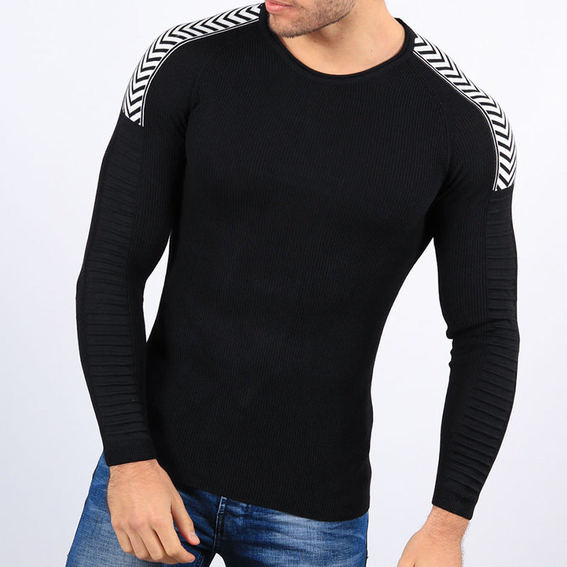 Men's Sweater With Collar And Hem Knitted Sweater