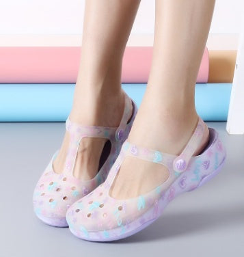 New sandals women's shoes Summer hole shoes women Printed sandals jelly beach shoes new sandals women's shoes Summer hole shoes women Printed sandals jelly beach shoes