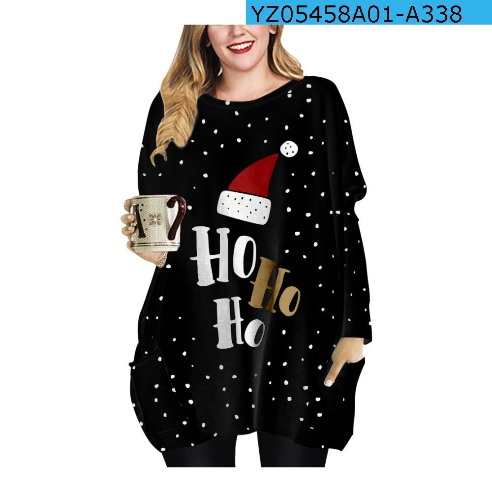 Long Christmas Snowflake Element Round Neck Dress