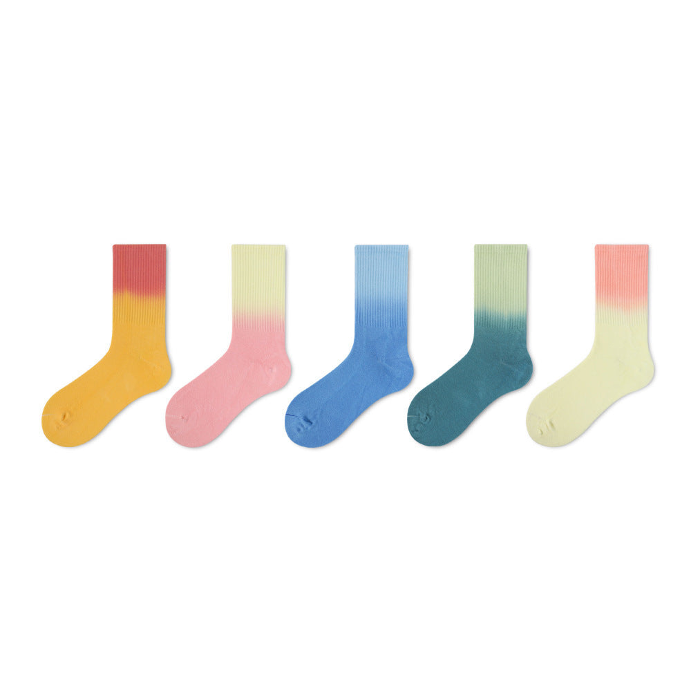 Gradient Tube Socks Tie-dye Basketball Athletic Socks