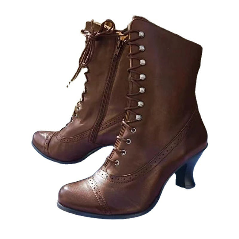 Retro Rivet Boots Women Pointed Toe Shoes