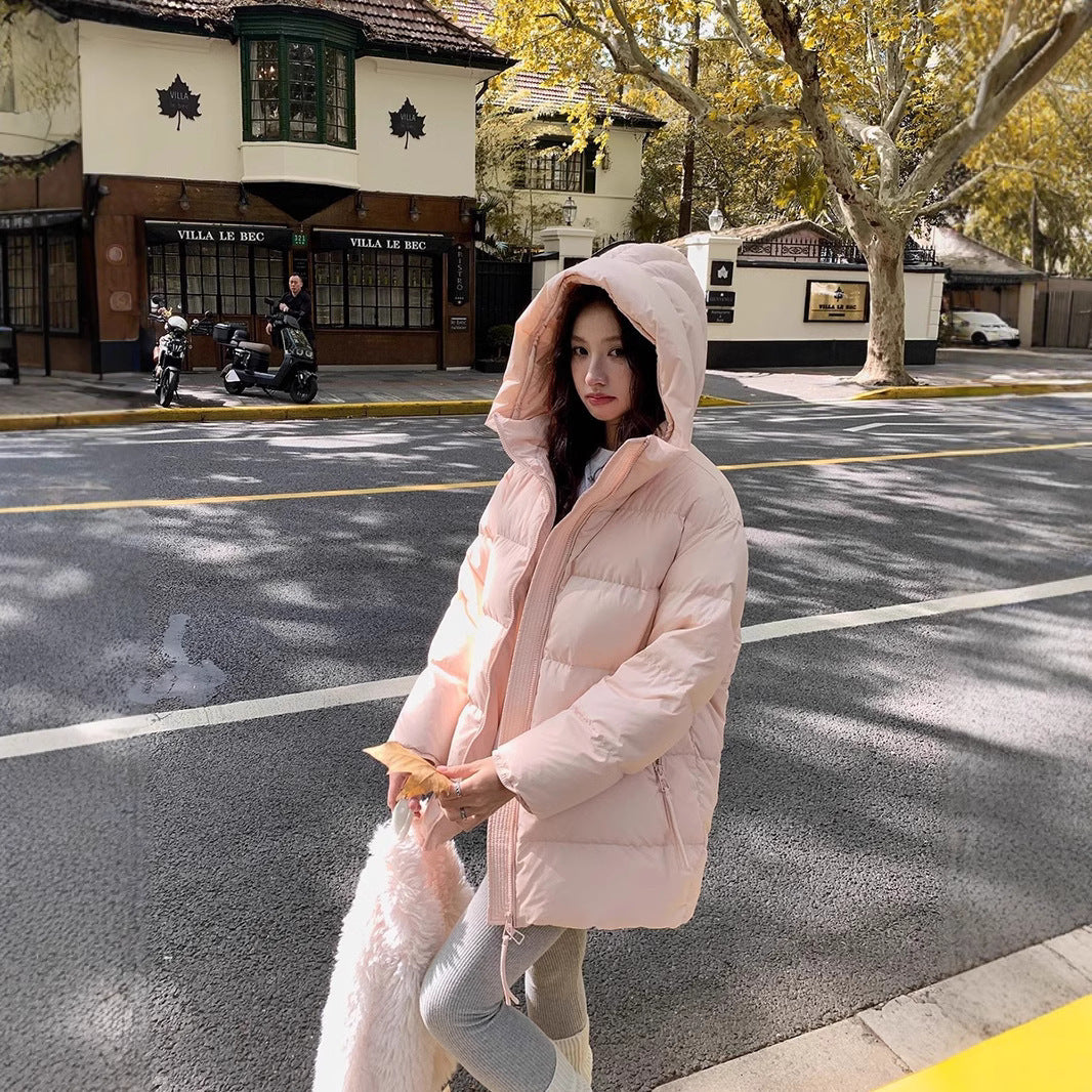 Women's Cotton-padded Clothes Winter Mid-length 90 White Duck Down Korean Style Sense Of Design Small Thick Warm Jacket